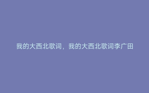 我的大西北歌词，我的大西北歌词李广田