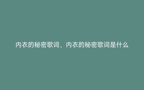 内衣的秘密歌词，内衣的秘密歌词是什么