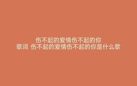 伤不起的爱情伤不起的你歌词 伤不起的爱情伤不起的你是什么歌