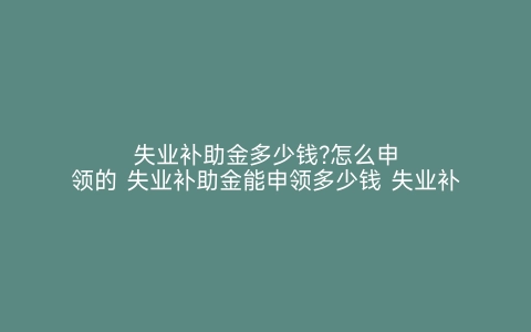 失业补助金多少钱?怎么申领的 失业补助金能申领多少钱 失业补助金多少钱 怎么申领