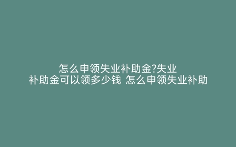 怎么申领失业补助金?失业补助金可以领多少钱 怎么申领失业补助金?失业补助金可以领多少个月的 怎么申领失业补助金 失业补助金可以领多少