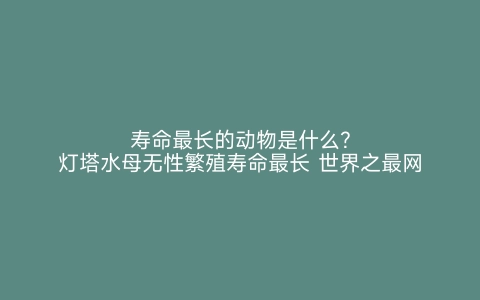 寿命最长的动物是什么？灯塔水母无性繁殖寿命最长 世界之最网