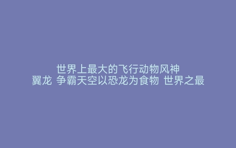 世界上最大的飞行动物风神翼龙 争霸天空以恐龙为食物 世界之最网