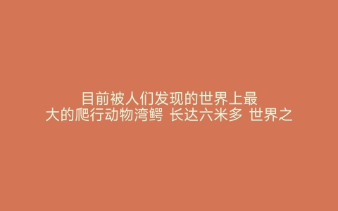 目前被人们发现的世界上最大的爬行动物湾鳄 长达六米多 世界之最网